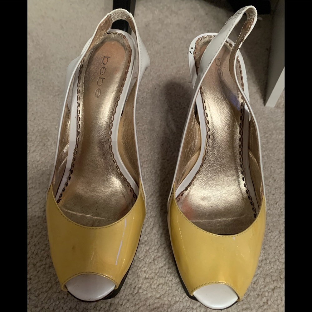 BEbe zaharas Yellow gray white platform sling back